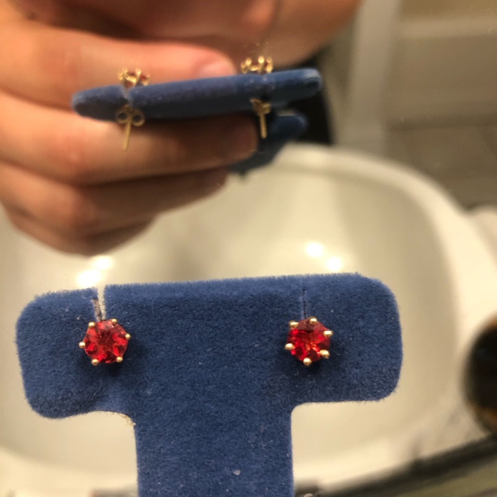 14k red labradorite stud earrings